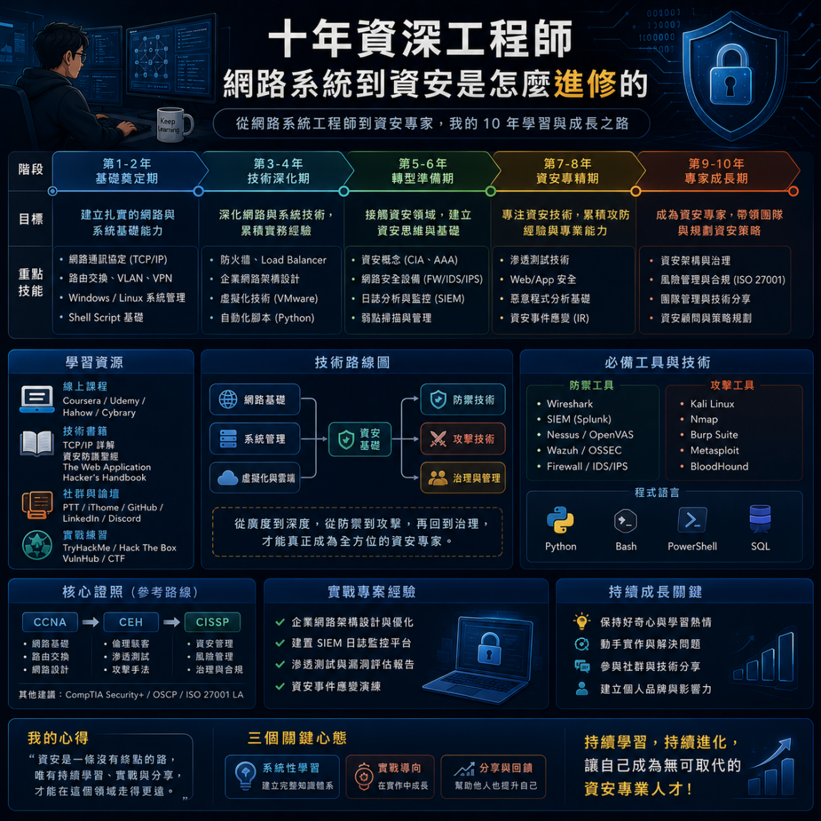 十年資深工程師，網路系統到資安是怎麼進修的