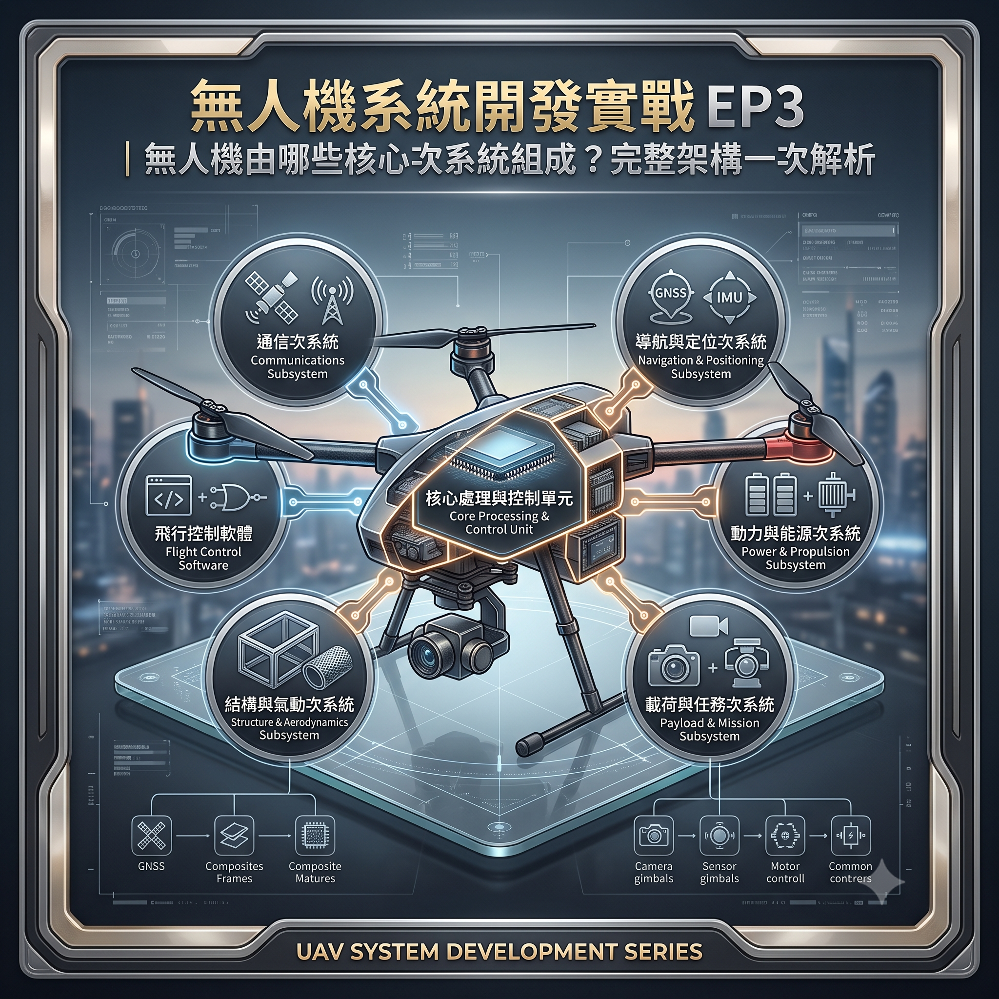 無人機系統開發實戰 EP3｜無人機由哪些核心次系統組成？完整架構一次解析