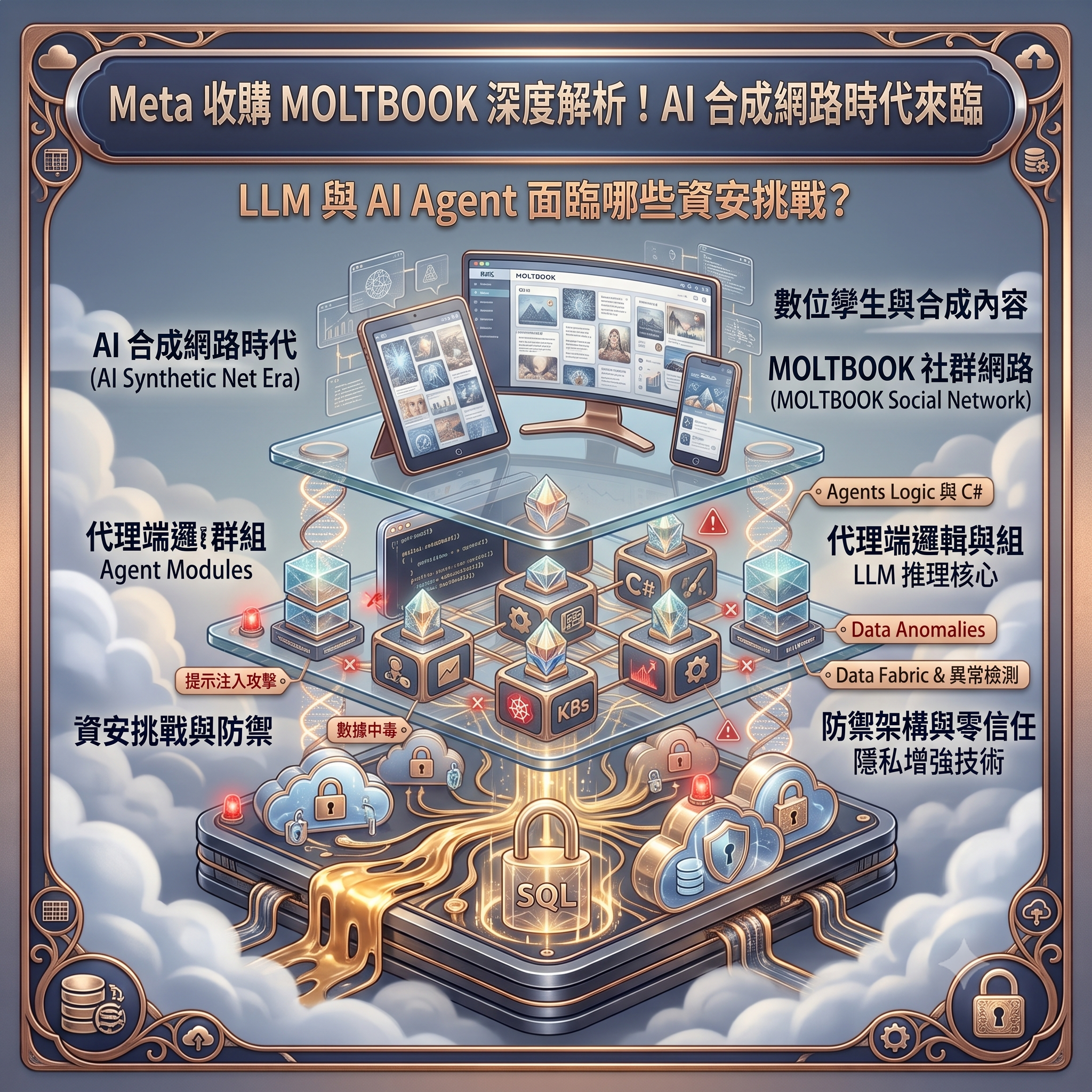 Meta 收購 MOLTBOOK 深度解析！AI 合成網路時代來臨，LLM 與 AI Agent 面臨哪些資安挑戰？